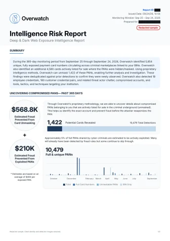 First page of a redacted Overwatch Intelligence Risk Report